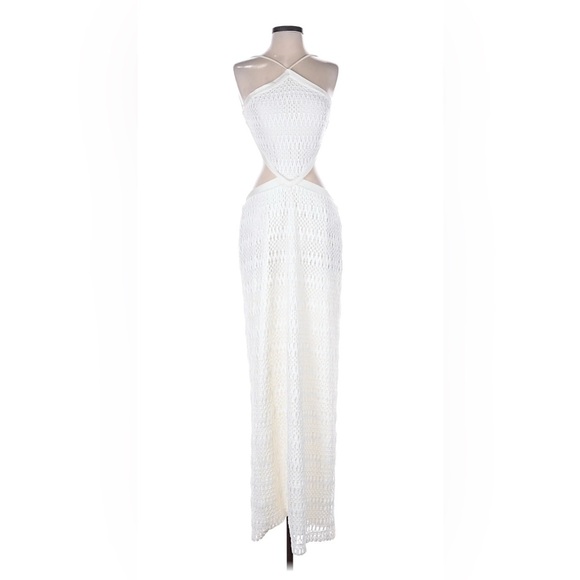 PATBO white ivory crochet halter beach cutout maxi dress - Size 10 - Picture 8 of 13